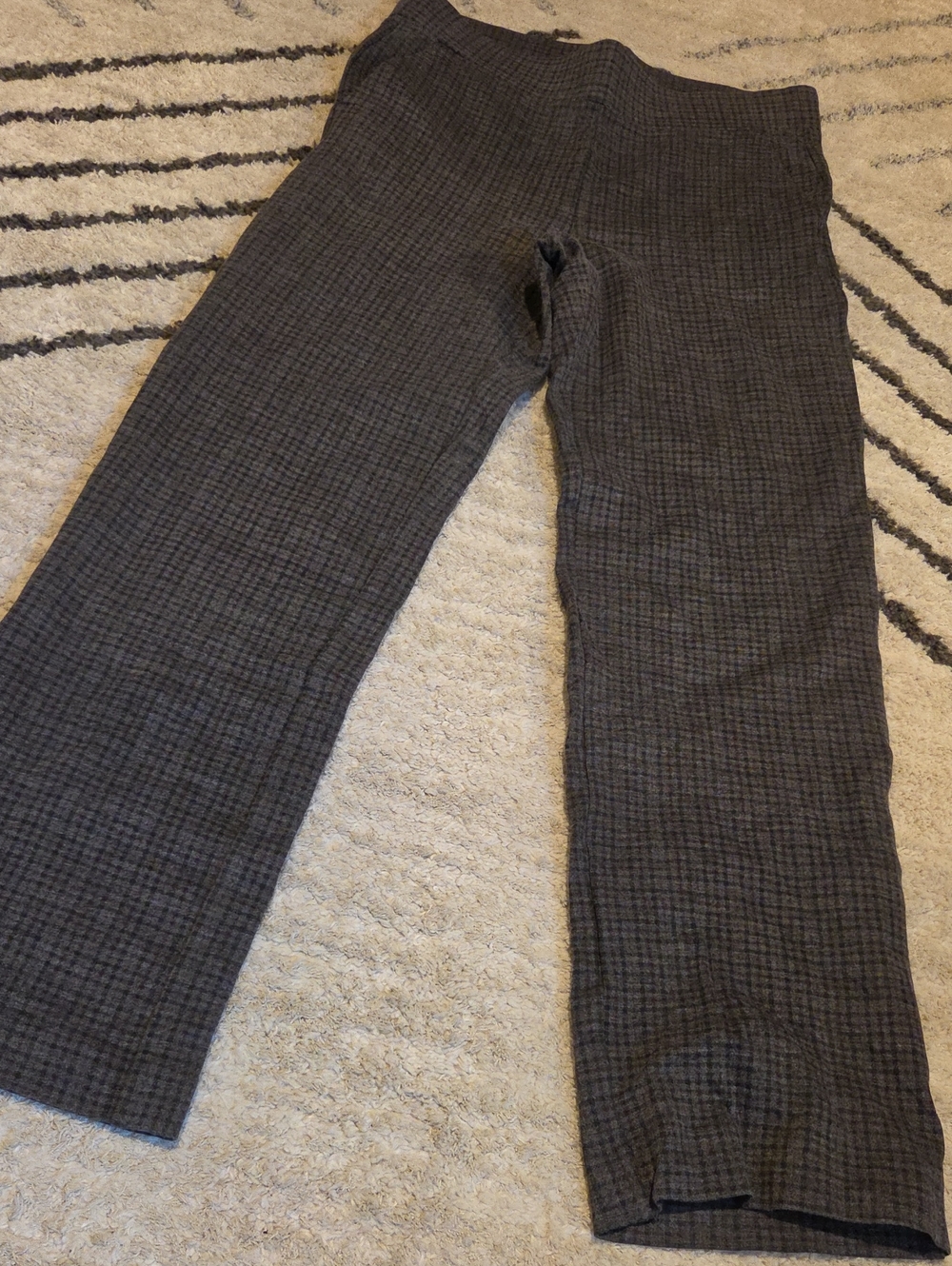 LOFT Dark Gray Plaid Wide-Leg Pants